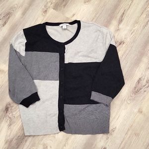 Dressbarn Grey and black color block sweater.